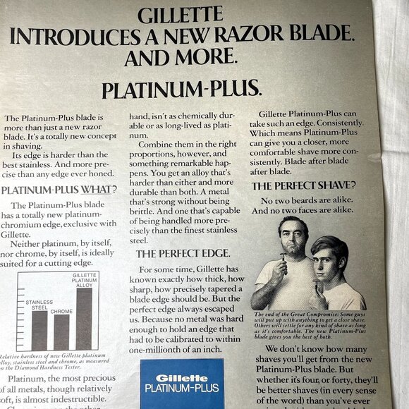 1969 Vintage Gillette Platinum Plus Print Ad Full Page Vintage Original  Adverti - Picture 2 of 6